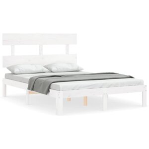vidaXL Cadre de lit sans matelas blanc bois de pin massif