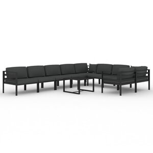 Salon de jardin meuble d'extérieur ensemble de mobilier 10 pièces avec coussins aluminium anthracite 02_0014963