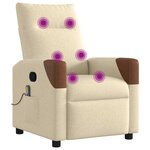 vidaXL Fauteuil de massage inclinable Crème Tissu
