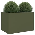 vidaXL Jardinière vert olive 62x40x39 cm acier laminé à froid