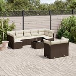 vidaXL Salon de jardin 10 Pièces avec coussins marron résine tressée