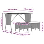 vidaXL Ensemble à manger de jardin et coussins 3 Pièces Beige poly rotin