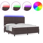 vidaXL Lit à ressorts avec matelas et LED - Marron foncé  200 x 200 cm en tissu
