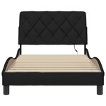 vidaXL Cadre de lit avec LED sans matelas noir 100x200 cm tissu