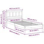 vidaXL Cadre de lit Marron 100 x 200 cm Bois massif en pin
