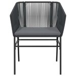 vidaXL Ensemble à manger de jardin coussins 7Pièces noir poly rotin verre