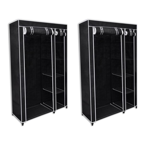 vidaXL Garde-robe en tissu 2 Pièces Noir