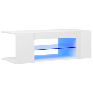 vidaXL Meuble TV avec lumières LED blanc brillant 90x39x30 cm