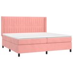 vidaXL Sommier à lattes de lit avec matelas Rose 200x200 cm Velours