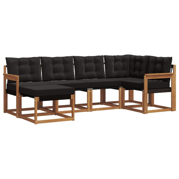 vidaXL Ensemble de canapés d'extérieur 6 Pièces Naturel et Noir