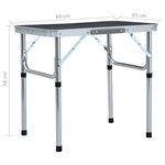vidaXL Table pliable de camping Gris Aluminium 60x45 cm