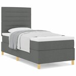 vidaXL Lit à ressorts avec matelas Gris foncé 100 x 200 cm tissu