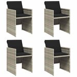 vidaXL Chaises de jardin avec coussins lot de 4 gris clair poly rotin