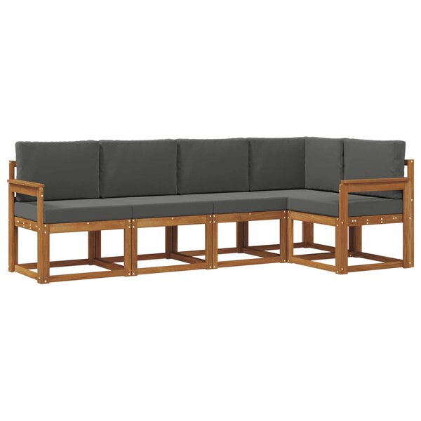 vidaXL Ensemble de canapés d'extérieur 5 Pièces Naturel et Anthracite