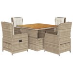 vidaXL Ensemble à manger de jardin avec coussins 5Pièces Beige poly rotin