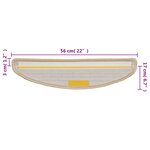 vidaXL Tapis d'escalier 15 pièces 56 x 17 x 3 cm Crème Demi-rond
