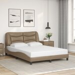 vidaXL Cadre de lit avec LED sans matelas Hvar cappuccino 140x190 cm