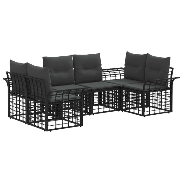 vidaXL Ensemble de canapés d'extérieur 6 pc Noir et Gris foncé