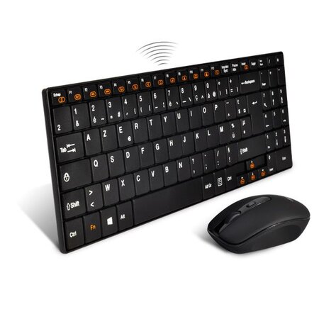 Pack Clavier - Souris Sans Fil Advance Wireless Combo Extra Plat (Noir)