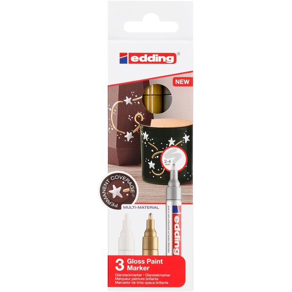 Marqueur Peinture brillante 750 Etui de 3 Assorti 2-4 mm EDDING