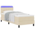 vidaXL Lit à ressorts avec matelas avec LED Crème 80 x 200 cm tissu