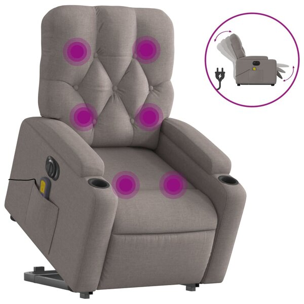 vidaXL Fauteuil inclinable de massage électrique Taupe Tissu