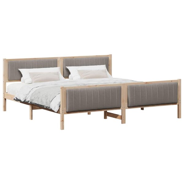 vidaXL Cadre de lit Marron et taupe 200 x 200 cm Bois massif en pin