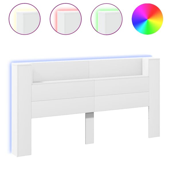 vidaXL Armoire tête de lit avec LED blanc 200x16 5x103 5 cm