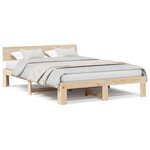 vidaXL Cadre de lit avec tête de lit 160x200 cm en bois de pin massif