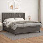 vidaXL Sommier à lattes de lit avec matelas Gris 180x200 cm Similicuir