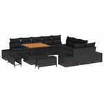 vidaXL Ensemble de canapé de jardin avec coussin 13 Pièces Noir