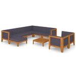 vidaXL Salon de jardin 10 Pièces avec coussins bois d'acacia solide