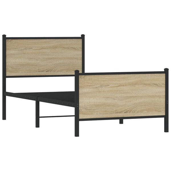 vidaXL Cadre de lit en métal sans matelas chêne sonoma 90x200 cm