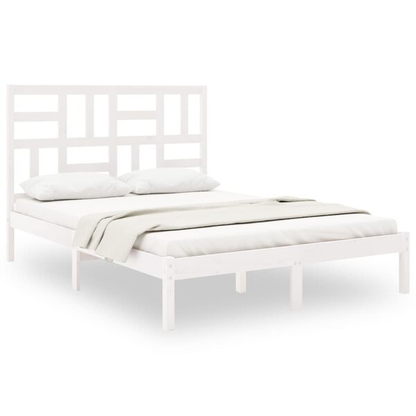 vidaXL Cadre de lit sans matelas blanc bois massif 135x190 cm