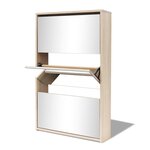 vidaXL Meuble à chaussures 3 étagères Miroir 63x17x102 5 cm Chêne