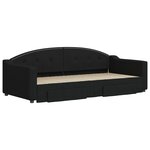 vidaXL Lit de jour avec gigogne et tiroirs sans matelas noir 90x200 cm