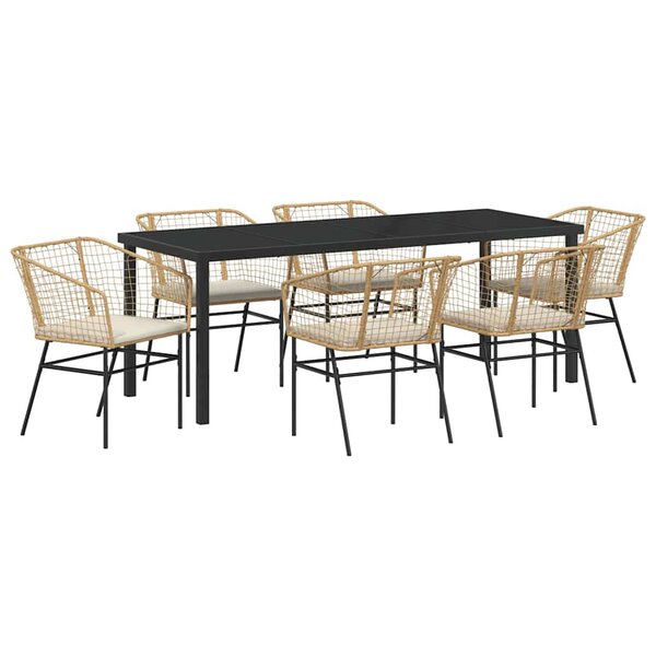 vidaXL Ensemble de salle à manger pour jardin 7 pc Marron polyrotin