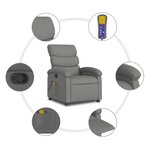 vidaXL Fauteuil inclinable de massage gris foncé tissu