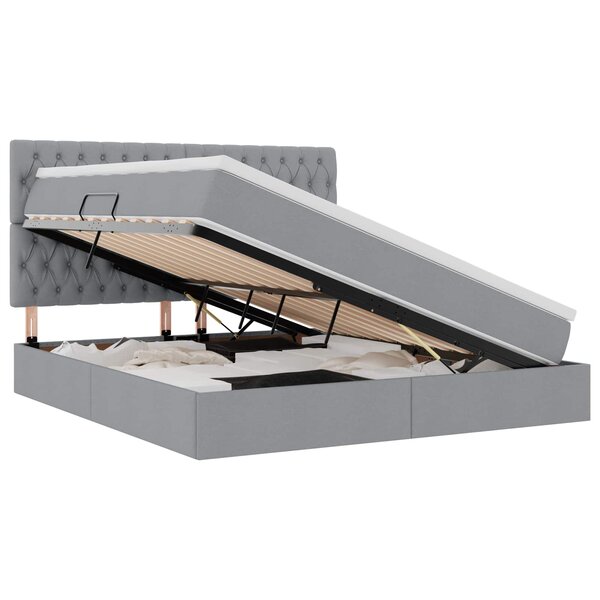 vidaXL Lit avec rangement et matelas Gris clair 160 x 200 cm tissu