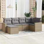 vidaXL Salon de jardin avec coussins 6 Pièces beige résine tressée