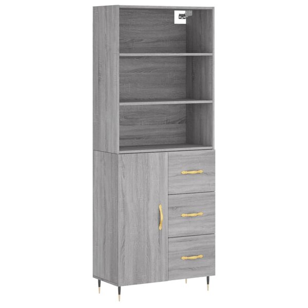 vidaXL Buffet haut Sonoma gris 69 5x34x180 cm Bois d'ingénierie
