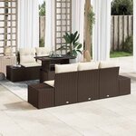 vidaXL Ensemble de canapé de jardin avec coussin 6 Pièces Marron et crème