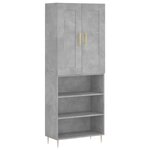 vidaXL Buffet haut Gris béton 69 5x34x180 cm Bois d'ingénierie