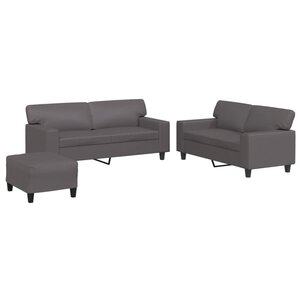 vidaXL Ensemble de canapés 3 Pièces gris similicuir