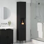 vidaXL Cabinet de salle de bain avec tiroir Noir 31 5 x 33 x 190 cm