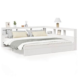 vidaXL Lit bibliothèque sans matelas blanc 200x200 cm bois pin massif