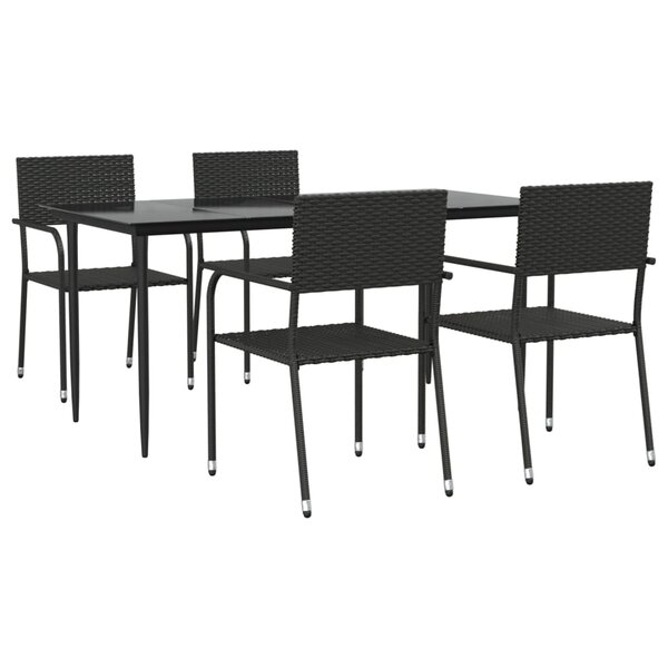 vidaXL Ensemble à manger de jardin 5 Pièces Noir Résine tressée