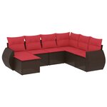 vidaXL Salon de jardin avec coussins 7 Pièces marron résine tressée