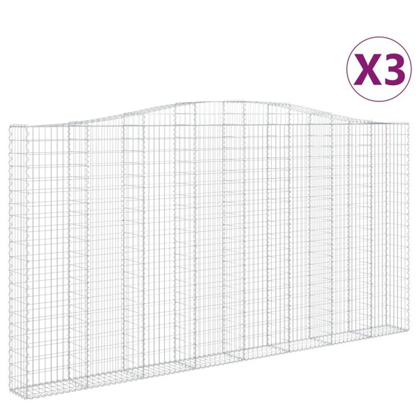 vidaXL Paniers à gabions arqués 3 Pièces 400x30x200/220 cm Fer galvanisé