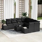 vidaXL Ensemble de canapé de jardin Manuel 9 Pièces Noir 55 x 55 x 37 cm